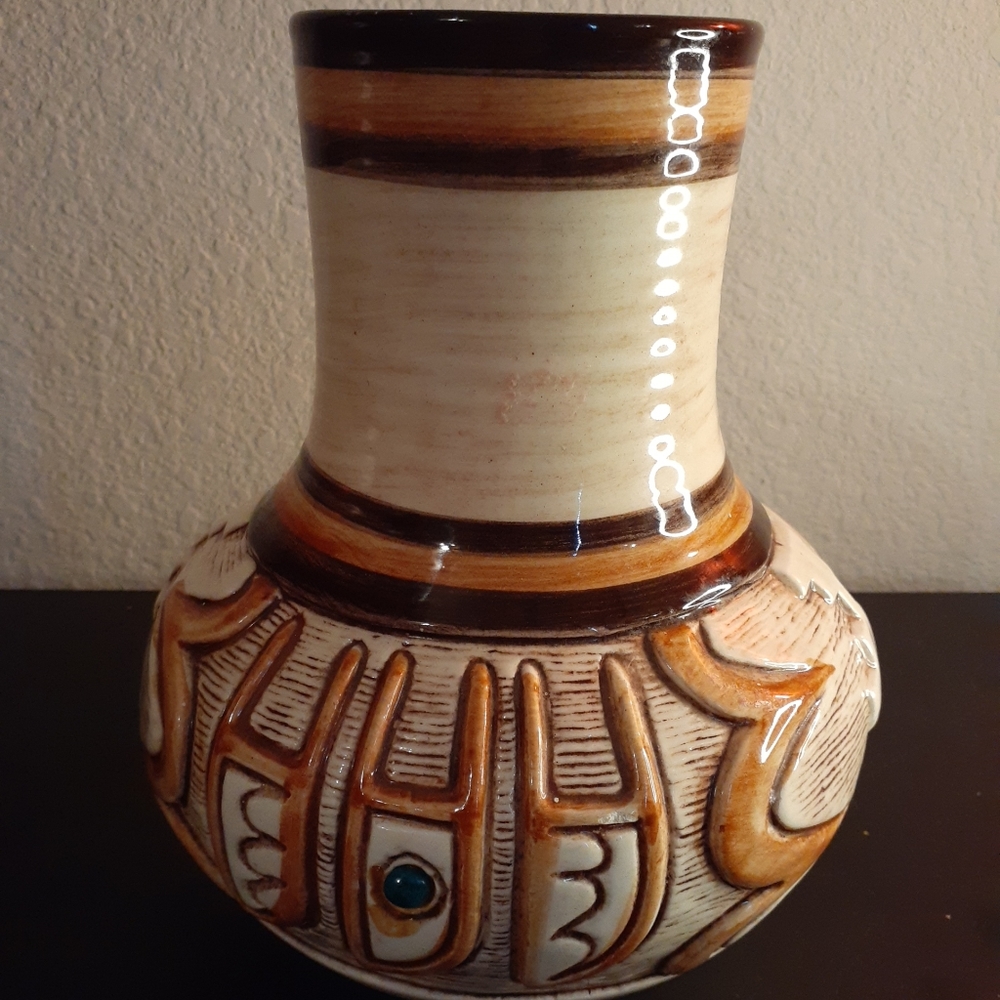 VTG Treasure Craft 9" Soutwest Folk Art Vase